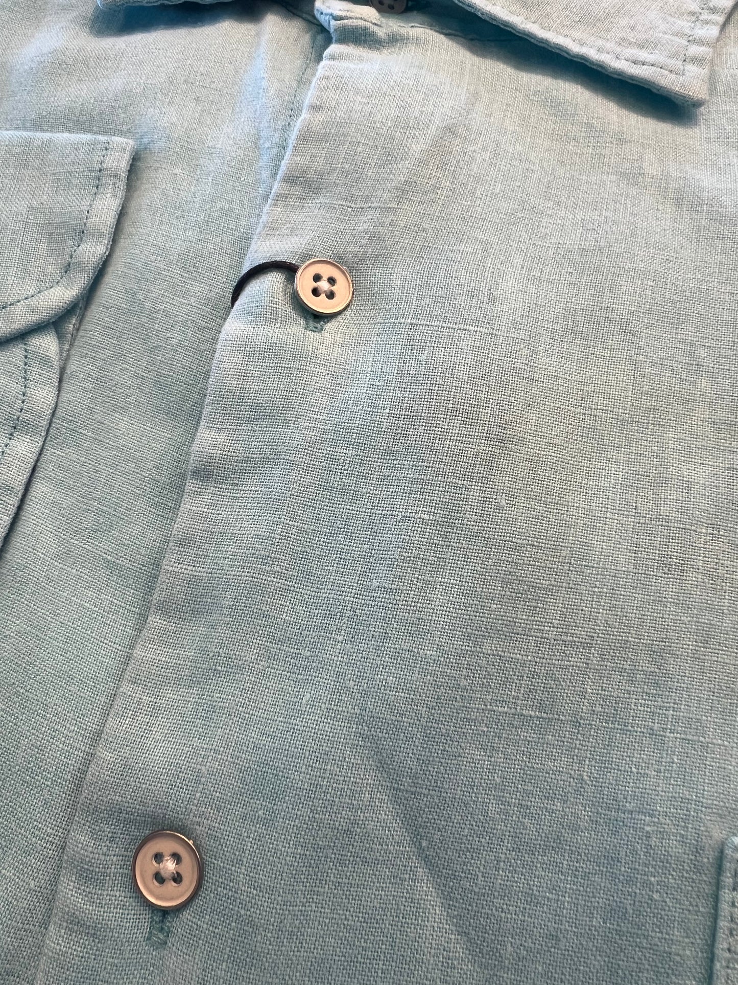 XL Peter Millar Coastal Linen Sport Shirt in Mint