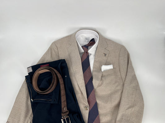 Glen Plaid Sport Coat in Beige