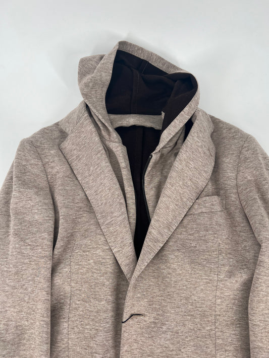 Beige Knit Hooded Soft Jacket