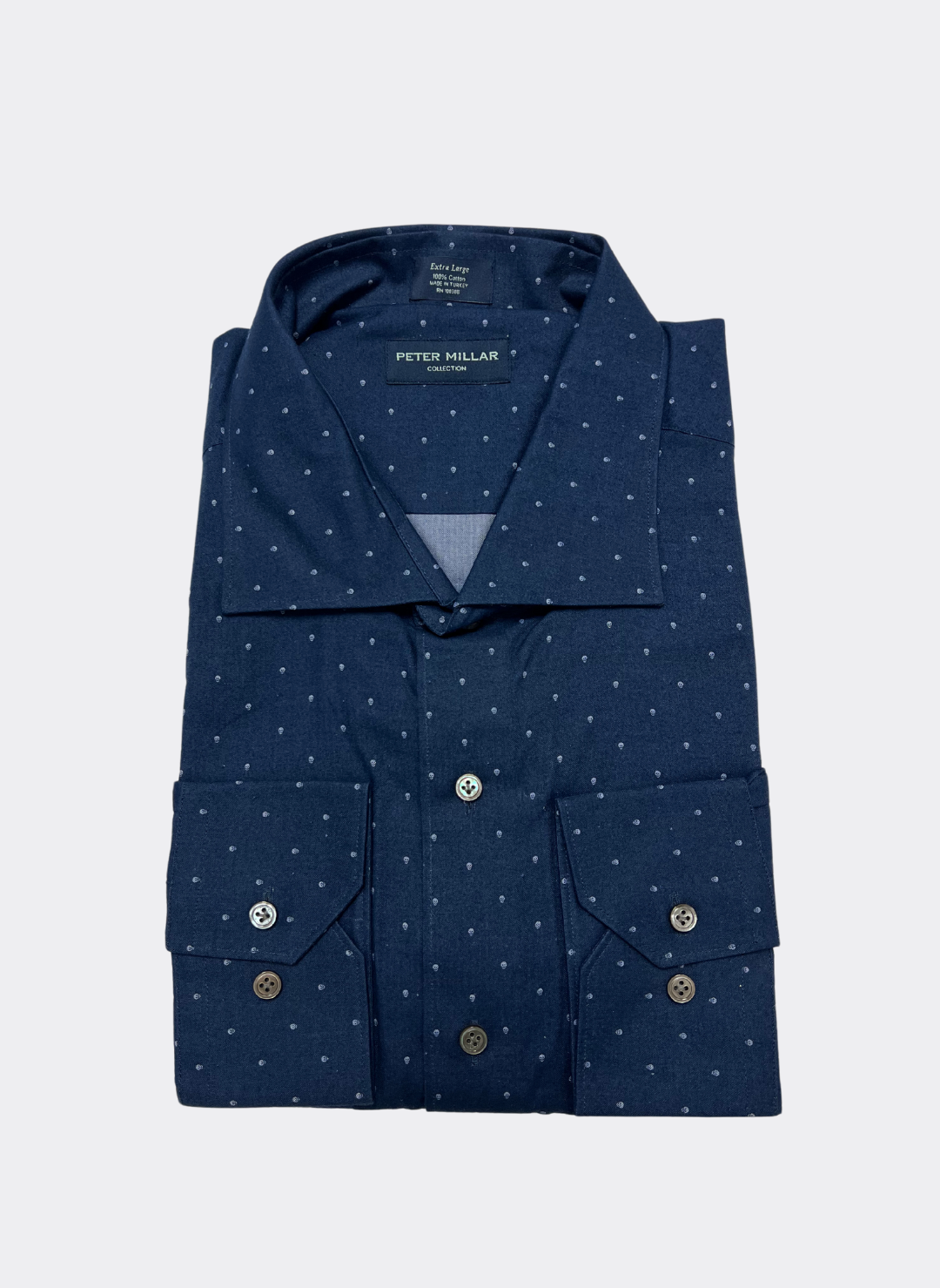 XL Peter Millar Skull Dot Sport Shirt in Navy