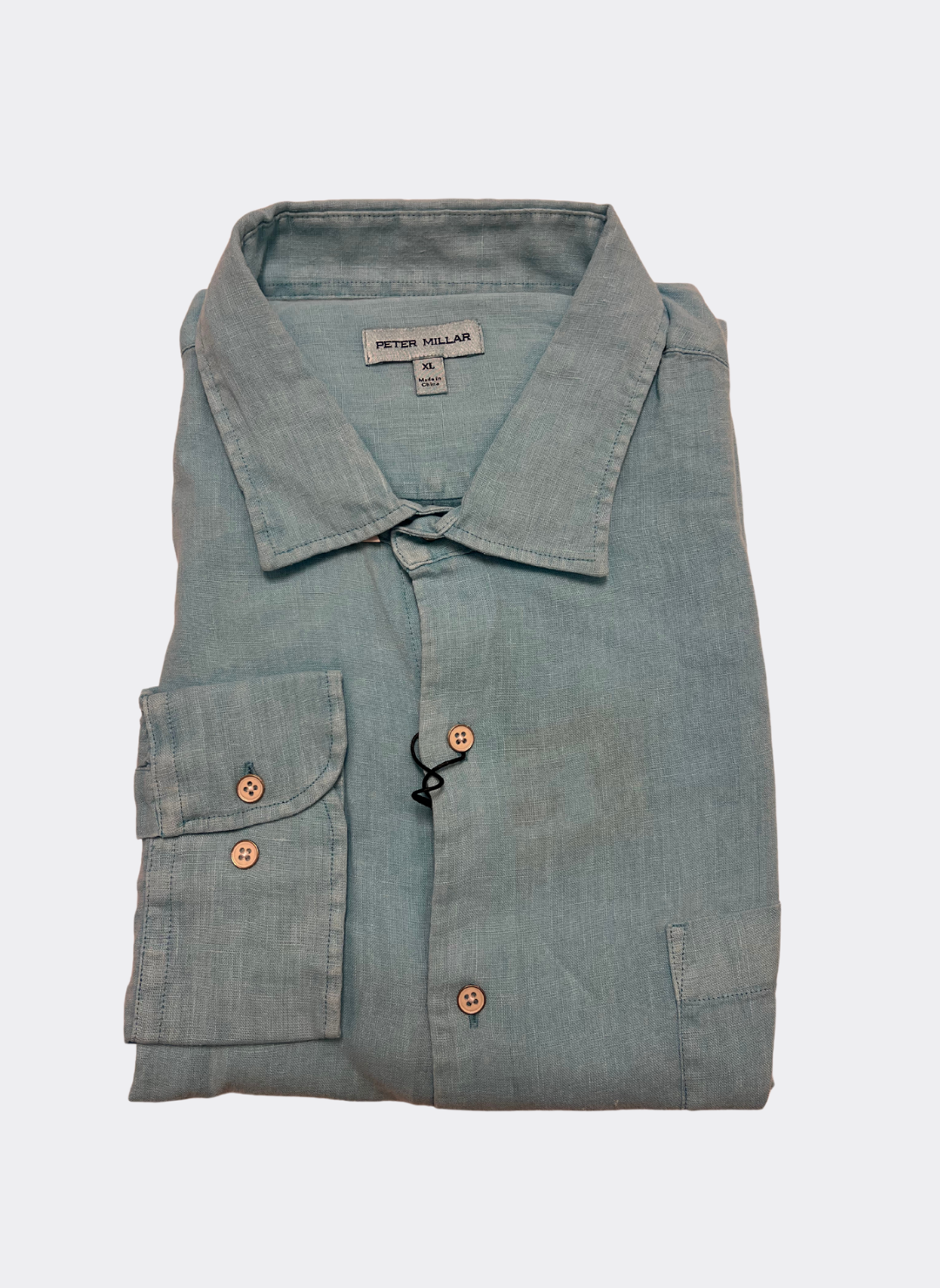 XL Peter Millar Coastal Linen Sport Shirt in Mint