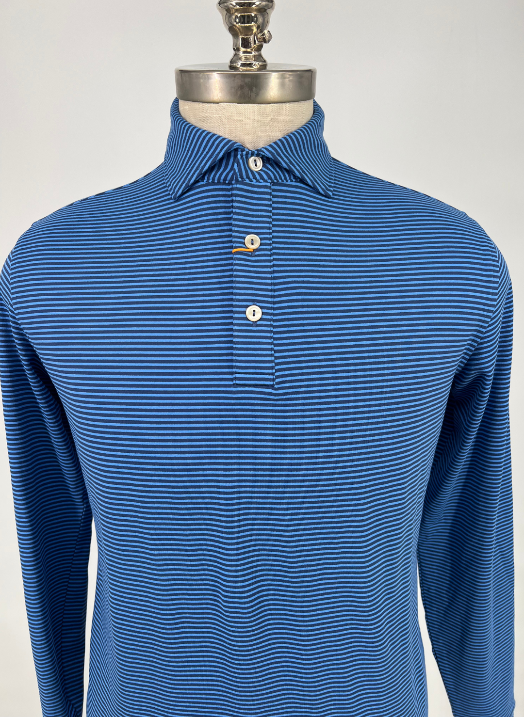 S Peter Millar Long Sleeve Polo in Blue