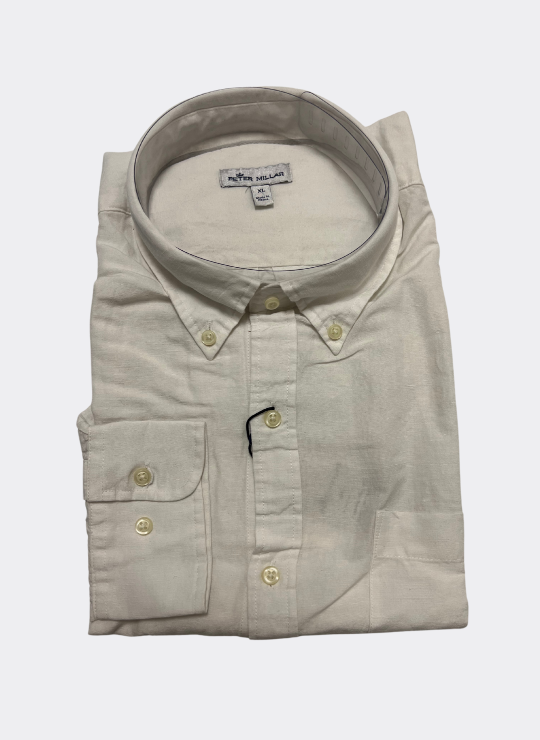 XL Peter Millar Seaside Linen Shirt in White
