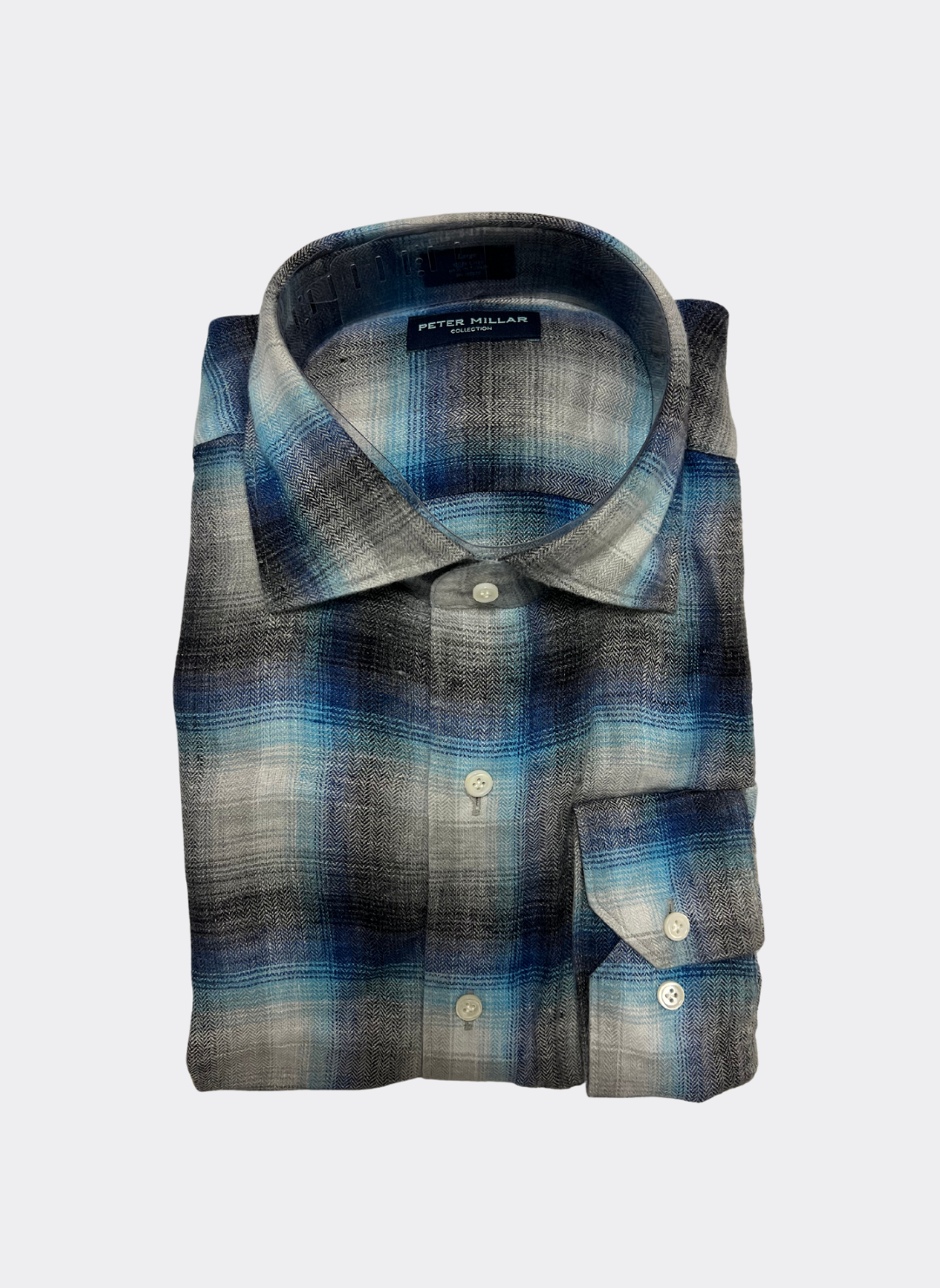 L Peter Millar Linen Plaid Shirt in Barch