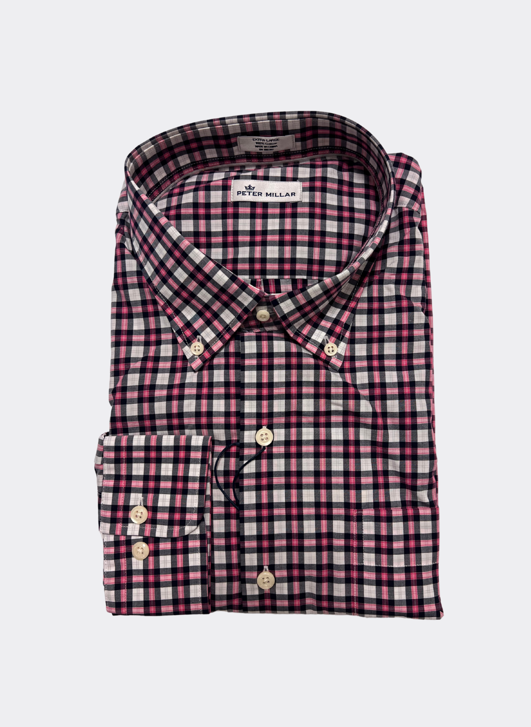 XL Peter Millar Pink Plaid Sport Shirt