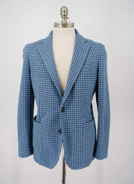 Blue Knit Houdstooth Soft Jacket