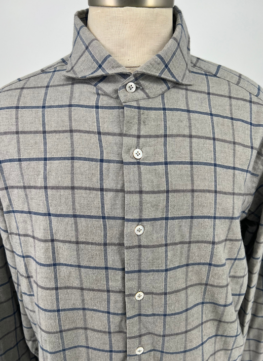 XXL Giannetto Grey Flannel with Blue Windowpane