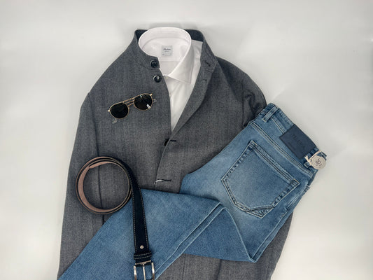 Gray Herringbone City Jacket