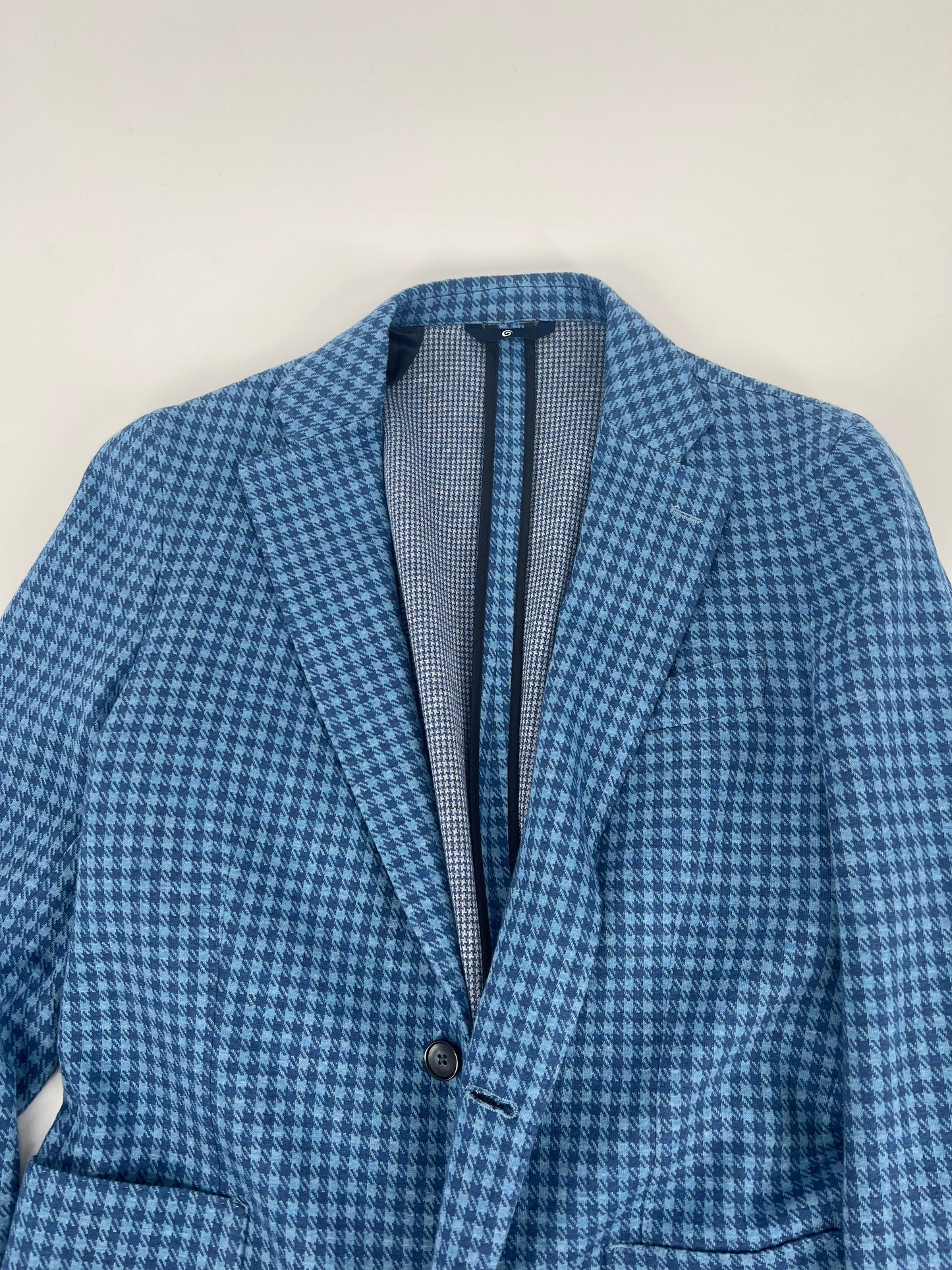 Blue Knit Houdstooth Soft Jacket