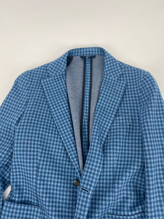 Blue Knit Houdstooth Soft Jacket