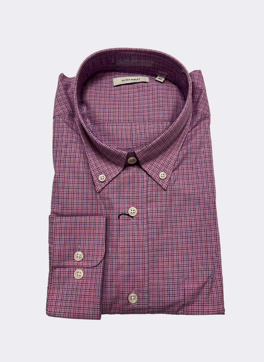 XL Oliver Ridley Tattersall Sport Shirt in Orchid