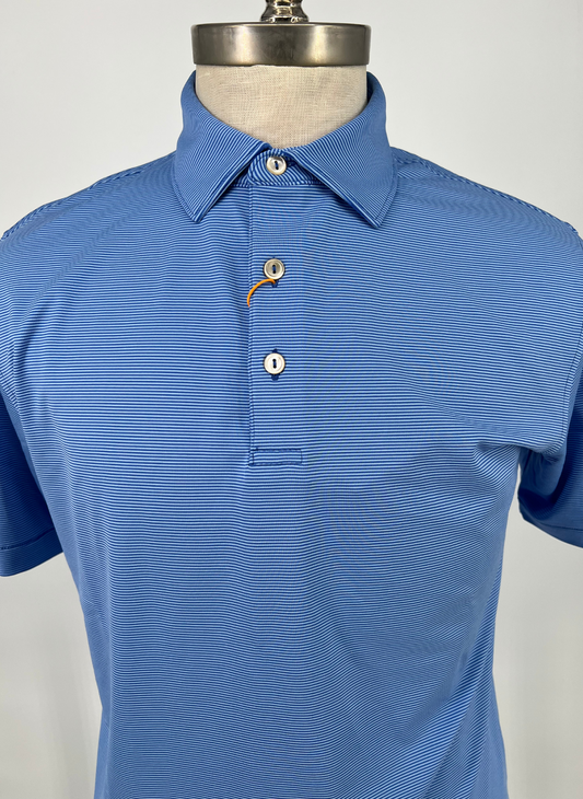 S Peter Millar Blue Striped Polo