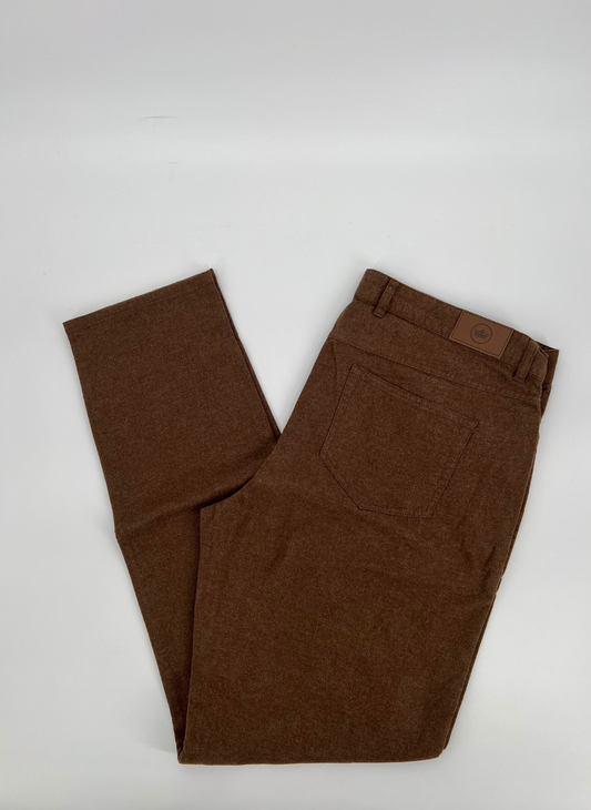 40 Peter Millar Flannel 5-Pocket Pant in Brown