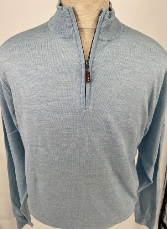 L Peter Millar Knit Q-Zip in Light Blue