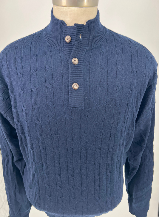 XL Peter Millar Navy Cable Knit Henley