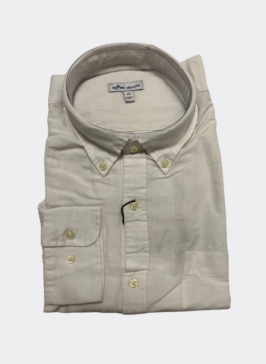 XL Peter Millar Seaside Linen Shirt in White
