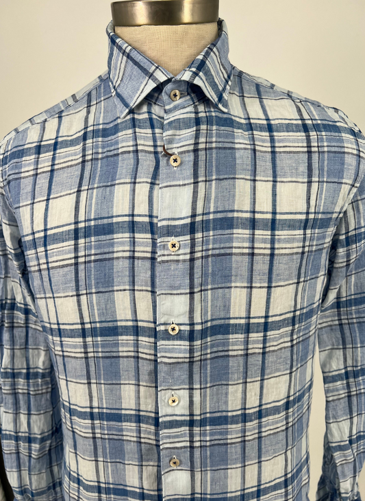 M Stenströms Light Blue Checked Shirt
